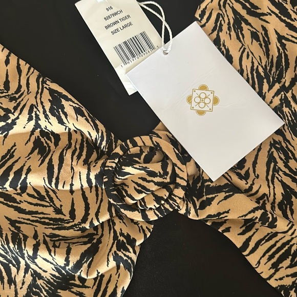 WAYF | Cutout Ruched Midaxi Brown Tiger Sheath Dress - Picture 3 of 7